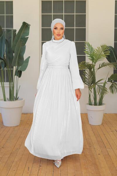 hakimoda فستان سهرة أبيض بتصميم إيلي آي شيلتري