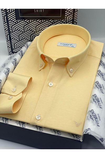 Fitmens Slim Fit Long Sleeve Cotton Gift Boxed Easy-Iron Men's Shirt Fs-002225 - Yellow