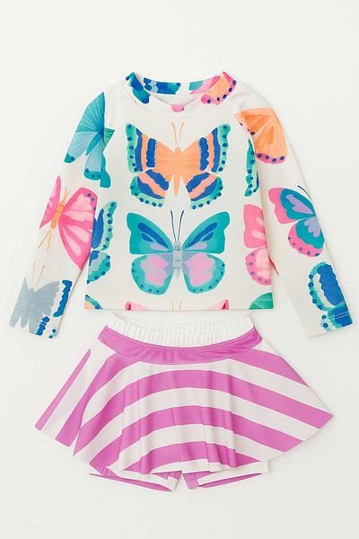 My Kids Wear Girl's Swimsuit with Skirt Detail