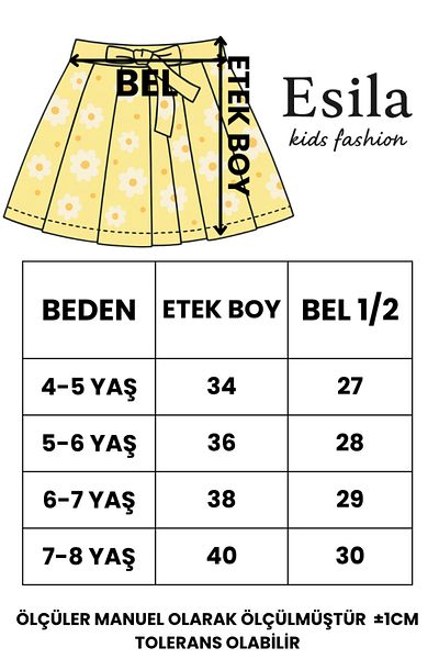 ESİLA KİDS Плисирана пола с цип и флорален принт за момиче, 4-10 години