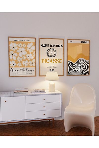 Buka Shops 1923 Picasso Henri Matisse Pictură în 3 piese cu set de postere - fără încadrare