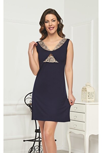 Cotpark Cămașă de noapte cu dantelă albastru închis - 10375-b