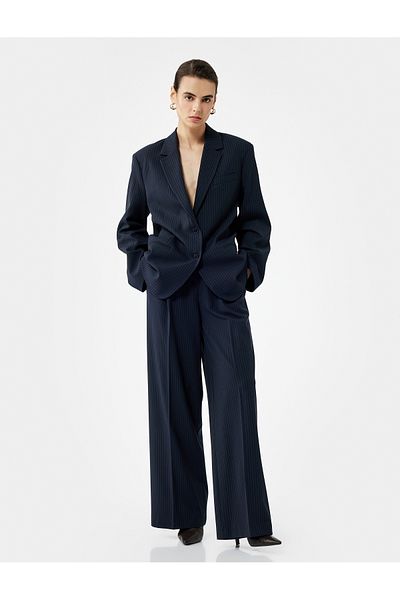 Koton Long Sleeve Double Breasted Blazer Jacket with Button Pockets