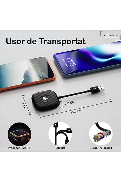 VRSmarty Android Auto Wireless™ Module Wireless Adapter For Wired Systems, Usb 3.0 Type C