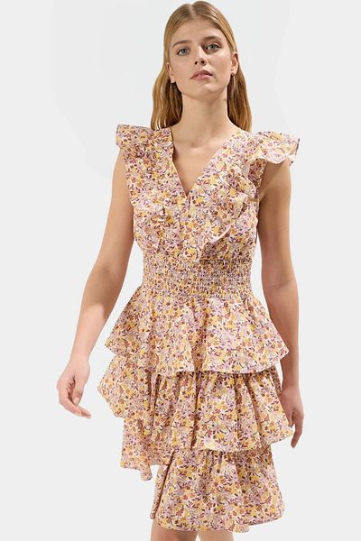 PayBuy Floral Mini Dress 100% Cotton Poplin Fabric Skater Pattern Summer Long Lasting Comfortable Use