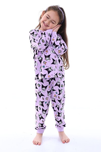 ZUZUNGA Kuromi Desenli Kız Çocuk Pijama Takımı Pembe 3-8 Yaş