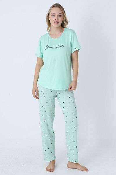 TURAY Happiness Bamboo Short Sleeve Women's Turquoise Pajama Set