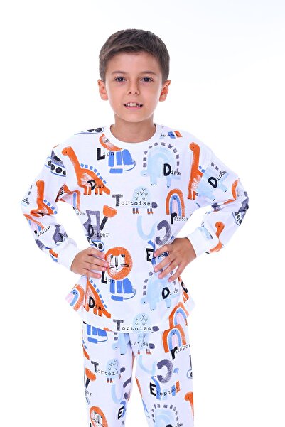 ZUZUNGA Work Machines Dino Patterned Men's Pajama Set
