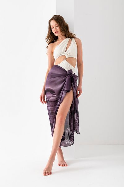 Wega Moda Aquarium Dolphin Pattern Chiffon Pareo, Digital Printing, Quick Dry Pareo, 200X100Cm, Beach Clothing, Pareo