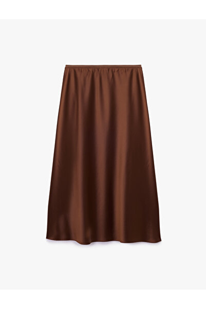 Koton Standart Bel Regular Fit Saten Midi Etek