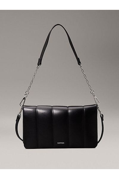 Calvin Klein Women's Black Leather Shoulder Bag - Magnet, Adjustable Chain and Strap K60K 612787 -Beh
