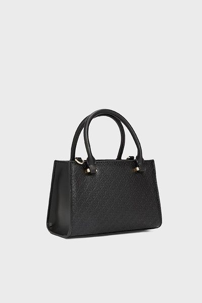 Tommy Hilfiger Women's Monogram Th Logo Printed Zipper Closure Black Shoulder Bag Aw0Aw16932-Bds