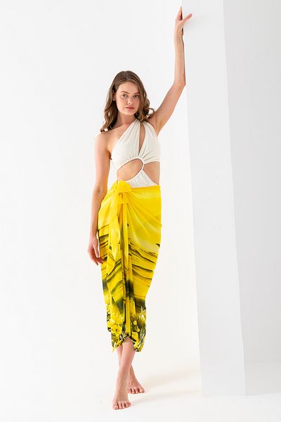 Wega Moda Aquarium Dolphin Pattern Chiffon Pareo, Digital Printing, Quick Dry Pareo, 200X100Cm, Beach Clothing, Pareo