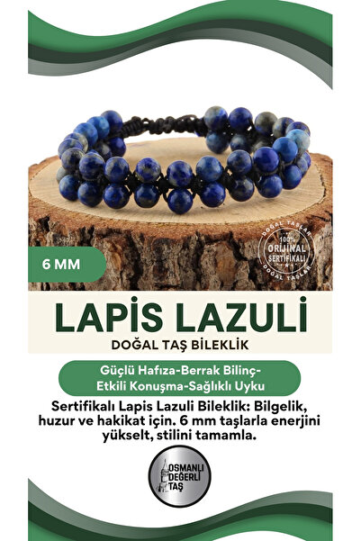 OSMANLI DEĞERLİ TAŞ Sertifikalı Lapis Doğal Taşı Bileklik - 6 Mm B656