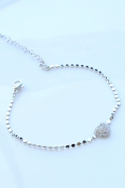 Leo'Stone V.İ.P Series Crushed Chain Full Stone Heart Model Color Non-Fading Non-Tarnishing Guaranteed Women's Steel Bracelet