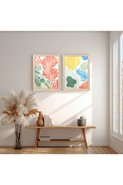 Ahsen resim çerçeve Σετ 2 Πίνακες με Κορνίζα - Αφηρημένοι Πίνακες για Διακόσμ...