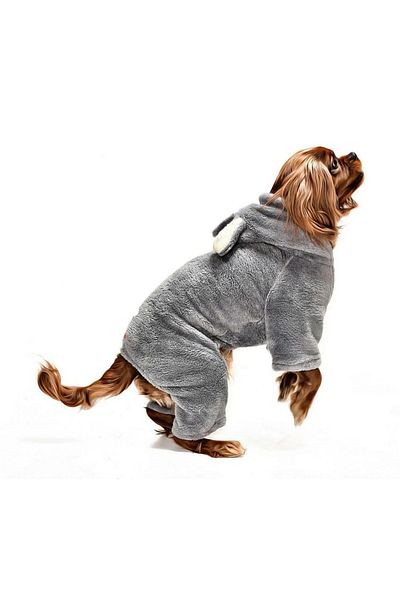 Petza Small and Medium Breed Dog Pajamas Fleece Jumpsuit - Yumbo Gray - Dog Outfit