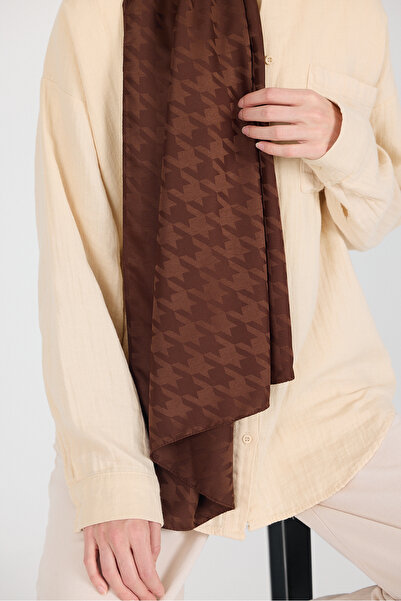 Rays Coffee Crow's Feet Patterned Jacquard Shawl 5686