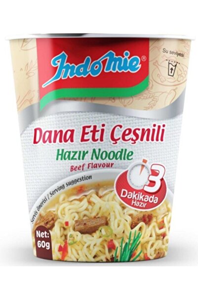 İndomie Indomie Dana Eti Çeşnili Hazır Bardak Noodle 60gr*24 Lü