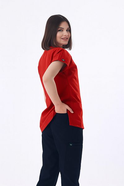 EGEUNIFORM بدلة من الليكرا باللون الأحمر والأزرق الداكن، بدلة ممرضة المستشفى، جيرسي سكرابس للرجال والنساء