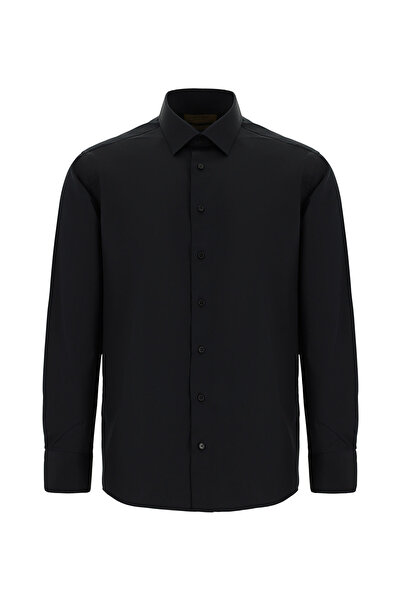 Abdullah Kiğılı Cămașă clasică din bumbac din satin fără călcat cu mânecă lungă