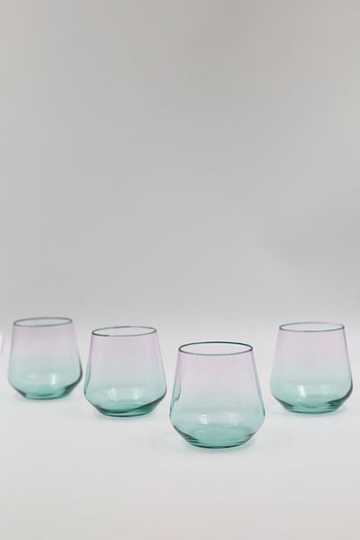 Rakle Marseille Set of 4 Whiskey Glasses Pink-Green 345 Cc