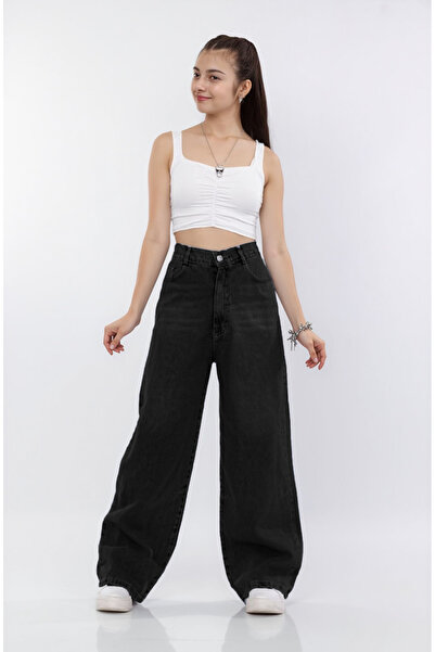 Joui Co Çocuk %100 Pamuk Geniş Paça Bol Kesim Oversize Kot Pantolon