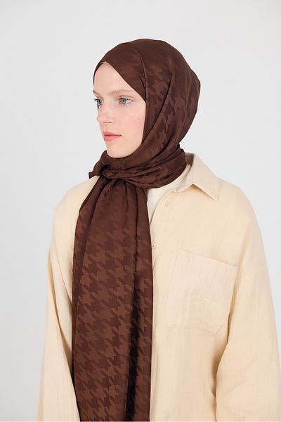 Rays Coffee Crow's Feet Patterned Jacquard Shawl 5686