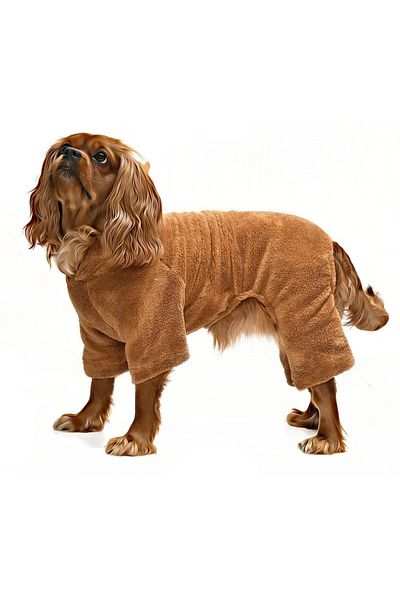 Petza Small and Medium Breed Dog Pajamas Fleece Jumpsuit - Yumbo Brown - Dog Outfit