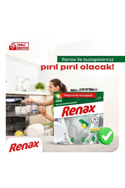 RENAX Bulaşık Makinesi Kapsülü Hepsi Bir Arada 33 Lü X 6 Adet