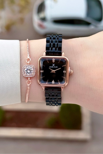 Daniel Klein Kasası Bronz Kordonu Siyah Renk 2 Yıl Garantili 24 Mm Kadın Kol Saati Ve Bileklik