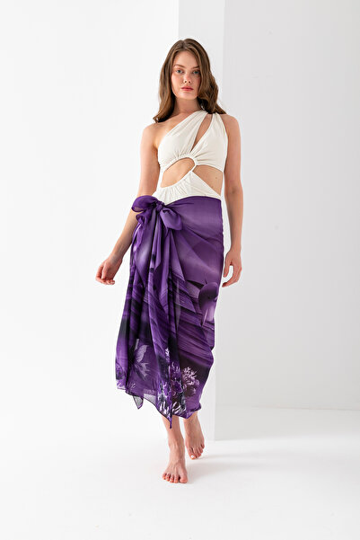 Wega Moda Aquarium Dolphin Pattern Chiffon Pareo, Digital Printing, Quick Dry Pareo, 200X100Cm, Beach Clothing, Pareo