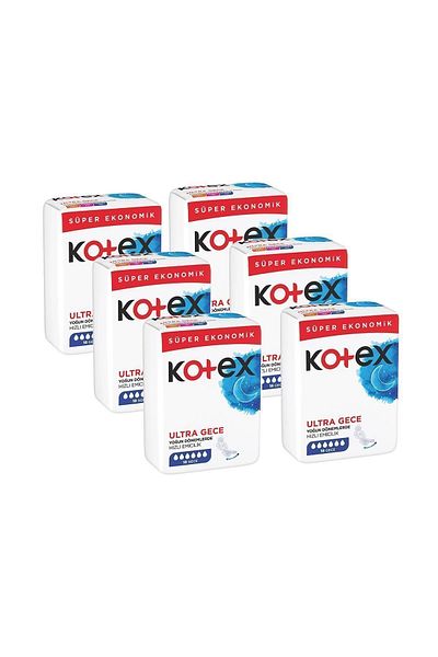 Kotex مجموعة ليلية Ultra Quadro مكونة من 16 قطعة مكونة من 6 قطع