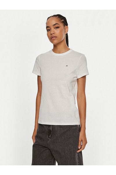 Calvin Klein Crew Neck Plain Black Women's T-Shirt K20K 208061 Yaf