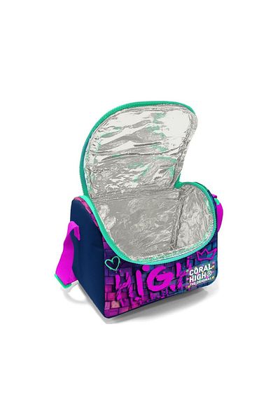 Coral High Pink Navy Blue Graffiti Written Thermo Lunch Box 11769