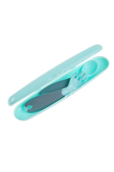 Babyjem Fork Spoon Storage Container Green