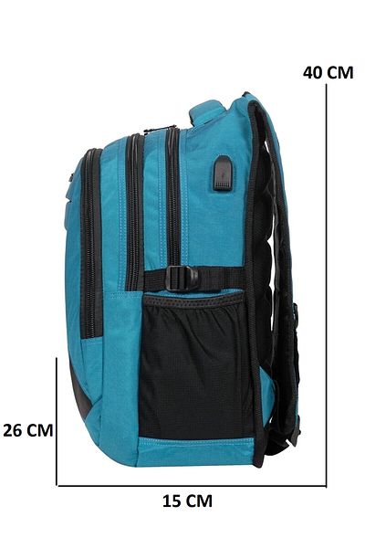 Relaxion Turquoise Water Resistant Padded Daily School Backpack with Bat Back Structure and Laptop Compartment