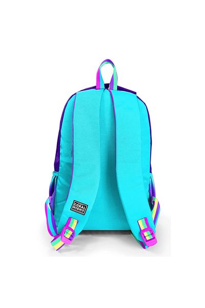 Coral High 23662 Rucsac de școală cu trei compartimente pentru copii, mov, curcubeu, cu fermoar