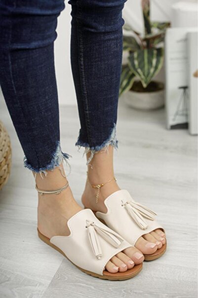 Moda Frato Papuci de damă Modafrato cu ciucuri Papuci de exterior și de casă