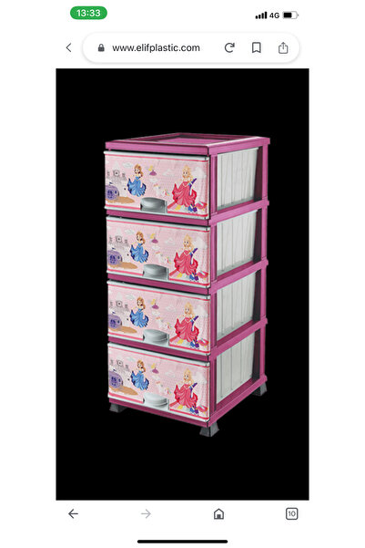 LeesHome Büyük Boy Pembe Çocuk 4 Çekmeceli Komidin Sebzelik Şifonyer 028