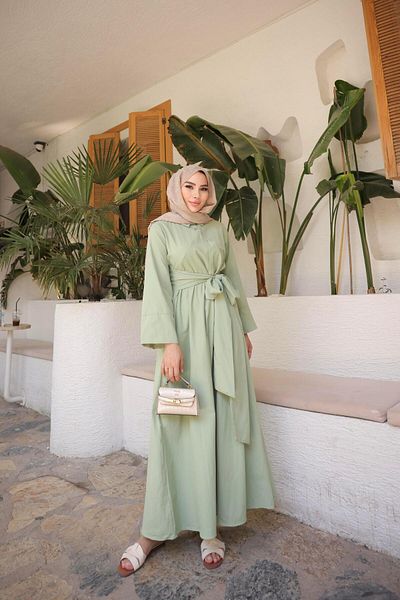 Nergis Neva Butik Front Cross Waist Hijab Dress