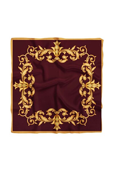 Modabutik C81 Kadın Kırmızı Sarı Sultan Desenli 50x50 Bandana Hyl Dg0822-22