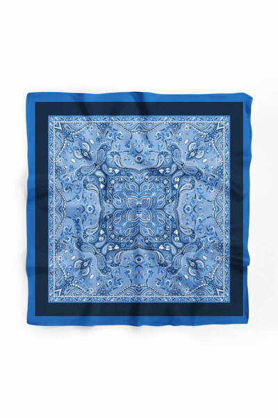 Modabutik Kadın Mavi Lacivert Dear Desenli 50x50 Bandana