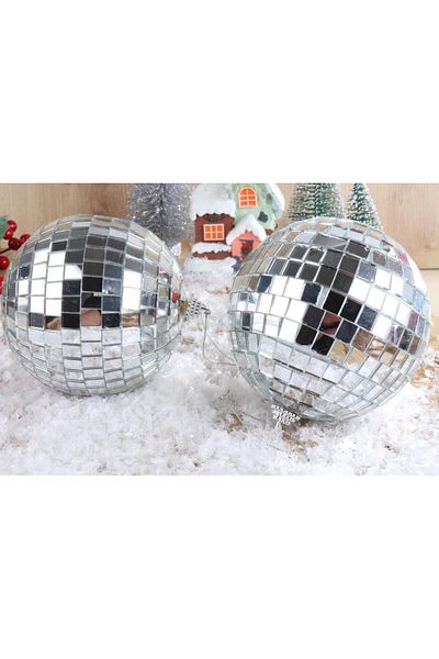 BeySüS Christmas Pine Tree Ornament Mirrored Disco Ball 10 cm 2 Li