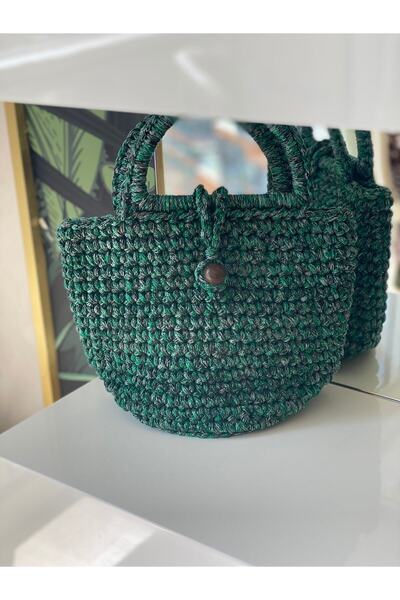 Beng Artisans Zian Macramé Handbag (green) El Yapımı El Çantası