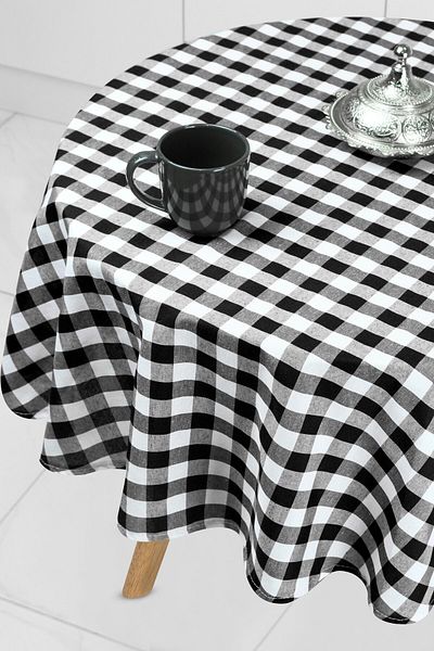 Soft Kare Gingham Round Large Square Tablecloth