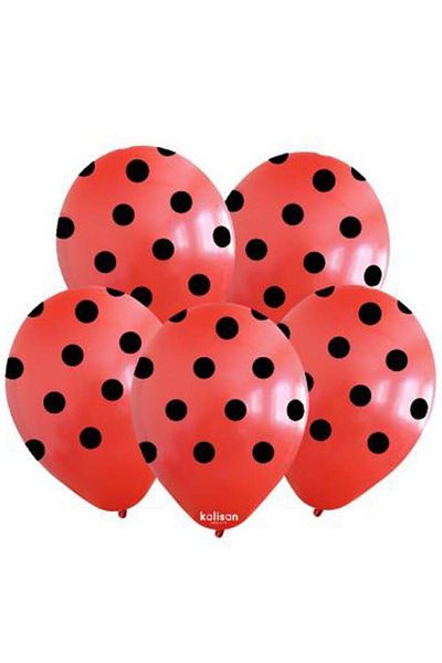 BeySüS Red BlacK PolKa Dot Printed Balloon Set of 10