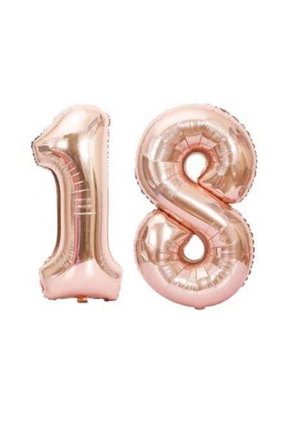 BeySüS 18 Years Old Rose Gold Number Foil Balloon