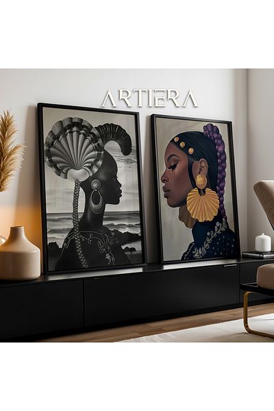 HİGUERA Eleganță Portret colorat Pictură în ulei Feel Dual Pictură de perete cu rame din lemn