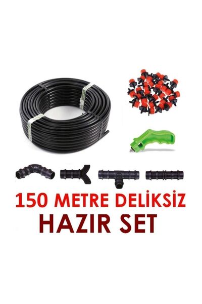 ELTAR 150 Metre Deliksiz Düz Damla Sulama Sistemi Ve Ek Parçaları Damlama Bor...